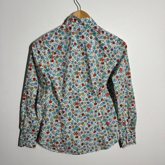 Liberty Arts Fabric J.Crew Top Women 2 Floral Cotton Preppy Button Up Blouse - Picture 2 of 8
